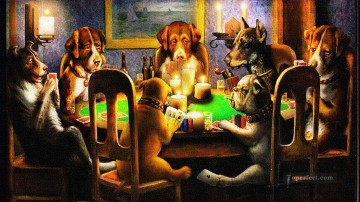 Hunde spielen Poker Lustiges Haustiere Ölgemälde